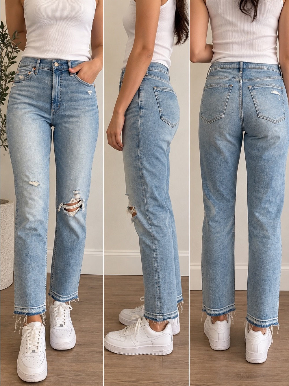 Gap Cigarette High Rise Distressed Light Wash Jeans Size 30 / 10R